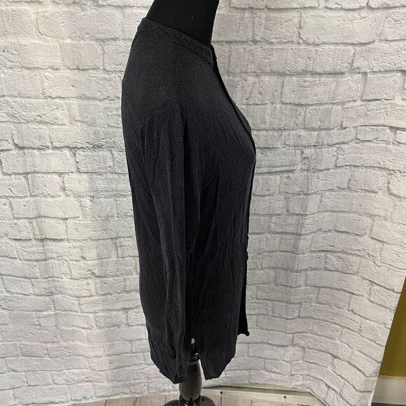 Private editions by Chico’s women 0 buttondown blouse Longsleeve black textured - Picture 6 of 10